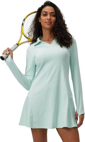 Women's Polo Dress Workout Tennis Dress Lapel Workout Long Sleeve One-Piece Golf Dress in Saudi Arabia