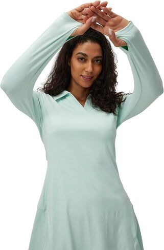 Women's Polo Dress Workout Tennis Dress Lapel Workout Long Sleeve One-Piece Golf Dress in Saudi Arabia