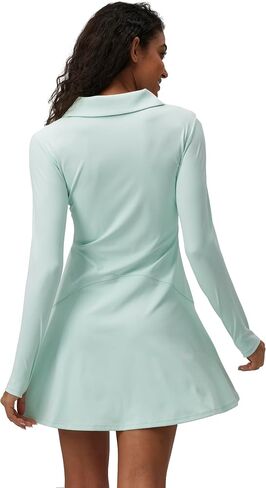 Women's Polo Dress Workout Tennis Dress Lapel Workout Long Sleeve One-Piece Golf Dress in Saudi Arabia