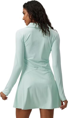Women's Polo Dress Workout Tennis Dress Lapel Workout Long Sleeve One-Piece Golf Dress in Saudi Arabia