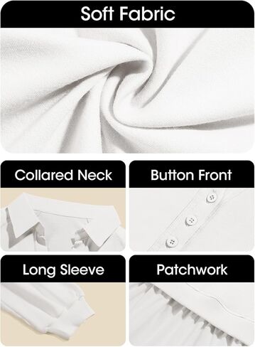 Fisoew Womens Oversized Sweatshirt Dress Long Sleeve V Neck Patchwork Casual Pullover Tops Loose Fit Mini Dresses in Kuwait