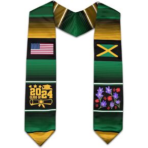 CHIARA CONTI11 Jamaica Graduation Stole 2024, Jamaican Graduation Sash 2024, Jamaican American Flag Graduation Sash