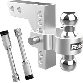 حامل مقطورة ROMON قابل للتعديل مع كرة 2 بوصة و2-5/16 بوصة، مناسب لجهاز استقبال 2 بوصة، وصلة جر ألومنيوم قطرة/ارتفاع 6 بوصة، 5000-12500 رطل، وصلة جر مقطورة شديدة التحمل للشاحنة، فضي in Kuwait