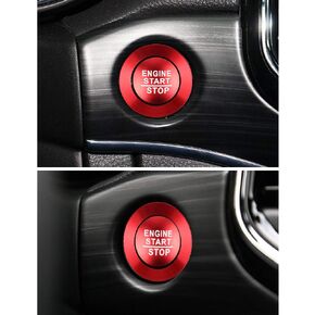 LECART for Jeep Grand Cherokee Push to Start Button Stickers Red Metal Decal Covers Decor Trims for Jeep Grand Cherokee Accessories 2014 2015 2016 2017 2018 2019 2020 2021 2022