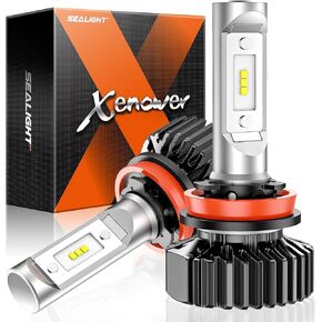 SEALIGHT H9/H11/H8 Light or H11 Fog, 24000LM Brightness H11 Bulbs,6000K White H11 Light, Fog Light Plug and Play, Pack of 2