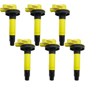 Performance Ignition Coil Pack Set of 6 Compatible with Ford Lincoln Edge Flex F150 Explorer Fusion Mustang Taurus MKS MKX MKZ 3.5L 3.7L V6 Replacement for UF553 C1652 7T4Z12029E 2pins