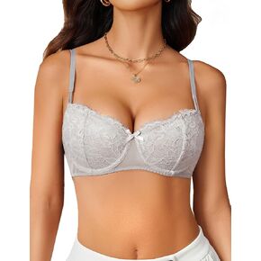 Avidlove Women's Sexy Lace Push Up Bra Sheer Balconette Underwire Unlined Everyday Bras