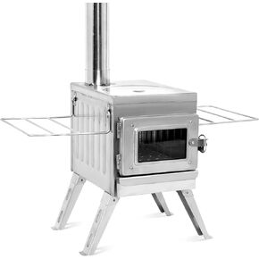 Fltom Camping Tent Stove, High Efficiency Camp Stove for Tent with Large Firebox, Hot Tent Stove Include View Glass, Pipes and Slide Air Intake Valve
