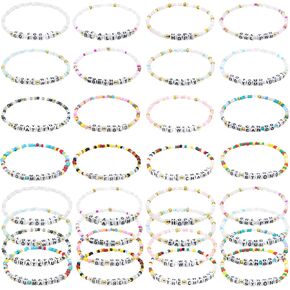 64pcs Motivational Quote beaded Bracelets Adjustable Colored Inspirational Bracelets for Women Home Office Party Favor Gifts (beaded)
