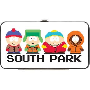 Buckle-Down Comedy Central Wallet, Hinged, South Park Boys and Text 8 Bit White Multi Color, Vegan Leather