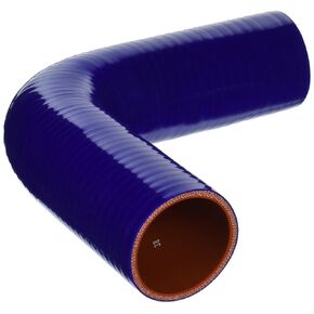 HPS HTSEC90-225-BLUE Silicone High Temperature 4-ply Reinforced 90 degree Elbow Coupler Hose, 55 PSI Maximum Pressure, 4" Leg Length on each side, 2-1/4" ID, Blue