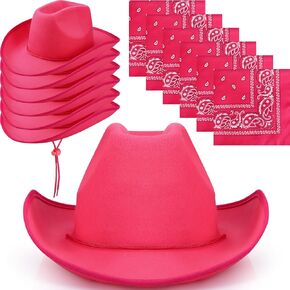 12 Pcs Adult Cowboy Hat for Women and Men Western Cowgirl Hats with Adjustable Drawstring and Cowboy Party Paisley Bandana
