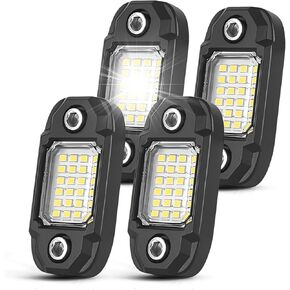 4 Pods White Rock Lights 24 LEDs Chips Waterproof Neon Trail Rig Lamp Underglow Lights for Car Truck Motorcycle Boat SUV ATV UTV (White)