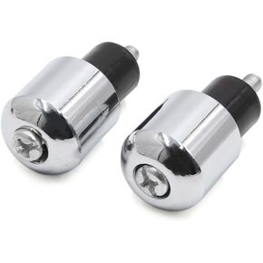 uxcell 2pcs Universal Silver Tone Motorcycle Motorbike Handlebar Grips Bar End Caps