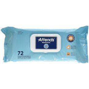 Attends Scented Washcloths for Adult Incontinence Care, Hypoallergenic, Latex and Alcohol Free, White, 72 Count, Pack of 12