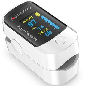Pulse oximeter fingertip, Portable blood oxygen saturation monitor for heart rate and SpO2 level, O2 monitor finger for oxygen,Pulse Ox,Oxi Include carrying case,lanyard and batteries, Grey-White
