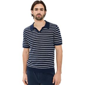 Onia Men's Linen Johnny Collar Polo Sweater