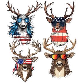 Pack 4 Pcs Deer Sticker for Laptops Cars Vehicles Trucks Tumblers Car Window Helmets Funny Aesthetic Bumper Stickers Waterproof Removable Vinyl Decals Car Exterior Accessories