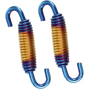 2 Pcs Universal Motorcycles Exhaust Pipe Spring 58mm 2.28" Stainless Steel Exhaust Pipe Spring Hook Modified Accessory Gold Tone Auto Replacement Parts