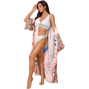 Swimsuit Coverup for Women Beach Kimonos Bikini Cover Ups for Swimwear Printed Flowy Summer Vacation Boho Bathing Suit