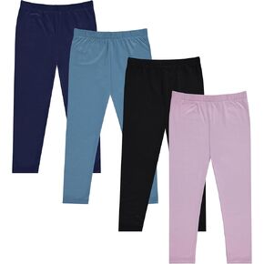 BTween Kids Girl's Fall Fashion Stretch Leggings Comfortable Bottoms Set- 4 Pack Bundle