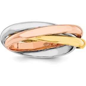 Sonia Jewels 14k Tri Three Color Gold Rolling Wedding Band Ring