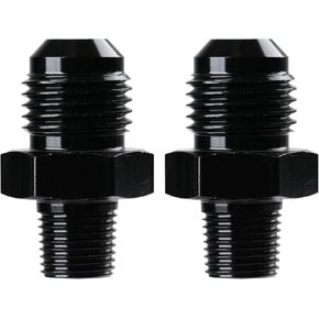 Ucreative 6AN Male Flare to 1/8" NPT Pipe Fitting Adapter Aluminum Straight Black 2Pcs