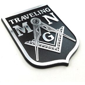 Mason Traveling Man Black Chrome Masonic Plastic car auto Emblem Decal Sticker ManBC
