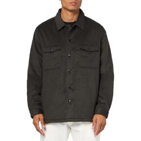 HUGO Men's Wool Twill Patch Pockets Button Down Overshirt
