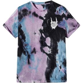 Verdusa Men's Tie Dye Short Sleeve Round Neck Graphic Tee Tops