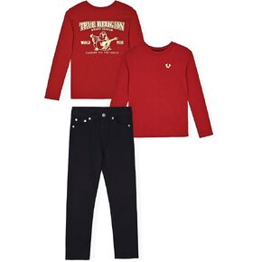 True Religion Boys Denim Set 2 Piece Boys Jeans and Long Sleeve Tee Shirt Set