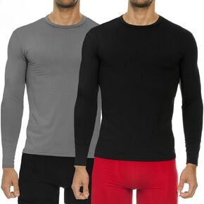 Thermajohn Thermal Shirts for Men Size M 2 Pack Black & Grey