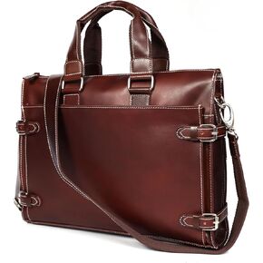 leather laptop briefcase bag for men, 3 Zipper Pockets with Spacious Compartments, 15 x12x4 inches.