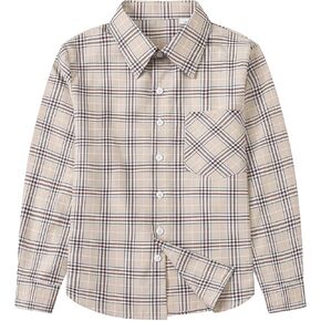 SANGTREE Men's & Boys 100% Cotton Oxford Shirt Regular Fit Button Down Collar Shirts Long Sleeve Formal Shirts with Pocket