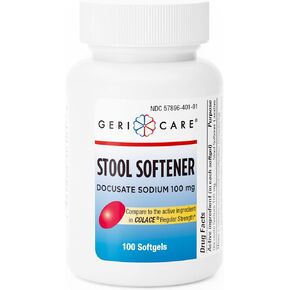 GeriCare Docusate Sodium Stool Softener, 100mg Softgels (Bottle of 1,000)