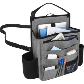 LUXJA Car Front Seat Organizer with Laptop and Tablet Storage Pockets, Car Seat Organizer with Back Adjustable Straps, Black