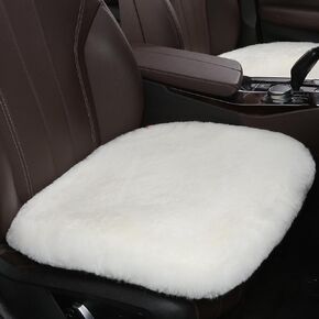 20 inchs Fluffy Genuine Australia Sheepskin Car Seat Cover for Auto Interior Accessories with Soft Fuzzy Wool Natural Fur Non-Slip (Black, Front)