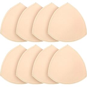 4 Pairs Bra Pad Insert,Removable Sport Bra Cup Triangle Breathable & Reusable Bra Pad for Yoga Bra,Swimsuits,Bikini