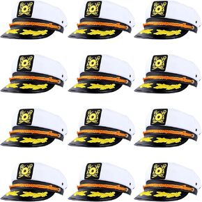 Olgaa 12 Pack Captain Hats Men Women Adjustable Sailor Hats for Boat Costume Cosplay Party Family Cruise Accessory (Style2)
