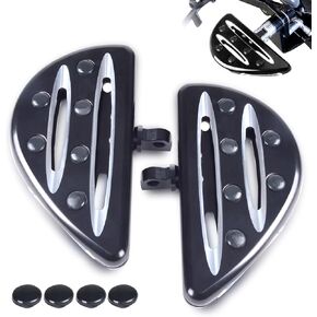 Goldfire 1 Pair Motorcycle Foot Pegs CNC Cut Front & Rear Foot Pegs Foot Rests Compatibility For Dyna Sportster FLFB FLSTF Iron 883 Softail Street Glide(Black Passenger Floorboards)