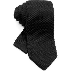 Men's Pointed Knit Tie Necktie Width 2.75 inches Washable Solid Color Black