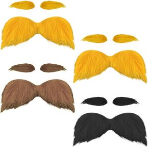 Fake Beard and Eyebrows - Set of 4, Self Adhesive Beard Costume | Fake Beard and Mustache Novelty Costume Beard for Halloween