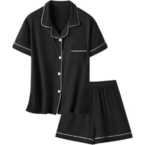 Umeyda Girls & Women Pajamas Set Soft Short Sleeve Sleepwear Button-Down Pjs Set Family Pajamas Nightwear Loungewear