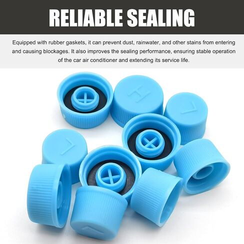10 PCS Car Air Conditioner Dustproof Valve Cover,Car AC Low Pressure Port Caps and High Pressure AC Caps, Car Air Conditioner Accessories, Universal for Most Cars (Blue) in Kuwait