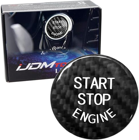 iJDMTOY Gloss Red Real Carbon Fiber Keyless Engine Start/Stop Push Start Button Cover Compatible with BMW 1 2 3 4 5 7 Series, X1 X3 X4 X5 X6, etc in Saudi Arabia