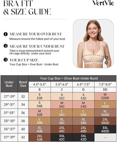Vertvie Bras for Women - Wireless Bras with Support Seamless No Underwire Push Up Bras Full Coverage Comfortable Everyday Bra in Kuwait