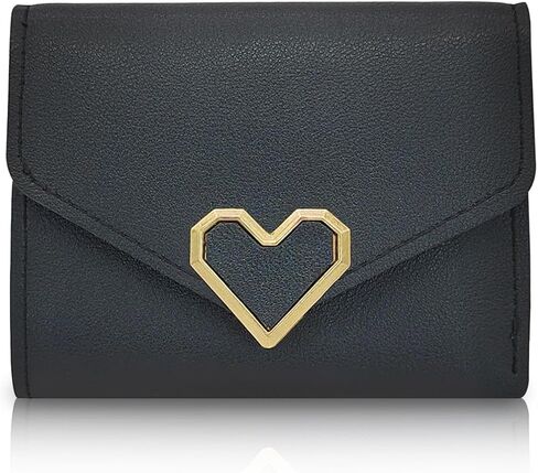 Short Women’s Wallet, PU Leather Heart-Shaped Hardware Small Fresh Mini Card Holder Purse for Women with ID Window Compact Wallet for Women (pink) in Saudi Arabia