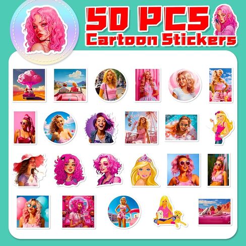 50pcs Pink Kawaii Merry Christmas Claus Stickers New Year Gift Decoration DIY Laptop Luggage Notebook Laptop Wall Window New Year Decoration Decals in Saudi Arabia