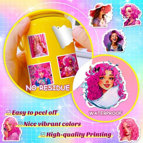 50pcs Pink Kawaii Merry Christmas Claus Stickers New Year Gift Decoration DIY Laptop Luggage Notebook Laptop Wall Window New Year Decoration Decals in Saudi Arabia