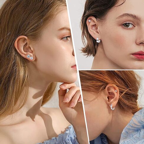 10-12 Pairs Earrings for Men Women, Stainless Steel Black Stud Earrings Set for Boys Girls Gift with Box in Kuwait